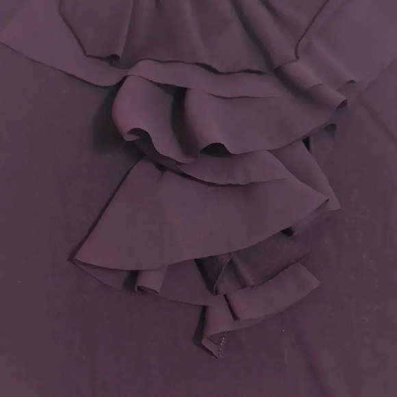 LOFT Ruffle Neck sleeveless Blouse, Color Maroon Size M - Picture 3 of 13
